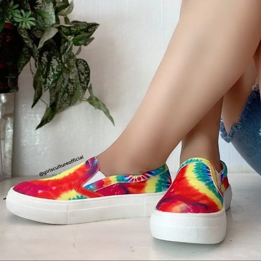 Rainbow Tie Dye Tennis Sneakers